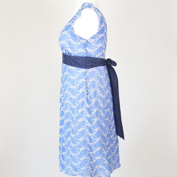 Anthropologie Lithe Waterleaf Dress Silk Blue and White Size 2 Small - Picture 4 of 10